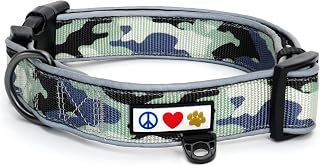 Pawtitas Camouflage Reflective Dog Collar, Medium, Grey Camo, Nylon, for Dogs, Adjustable, Machine Washable