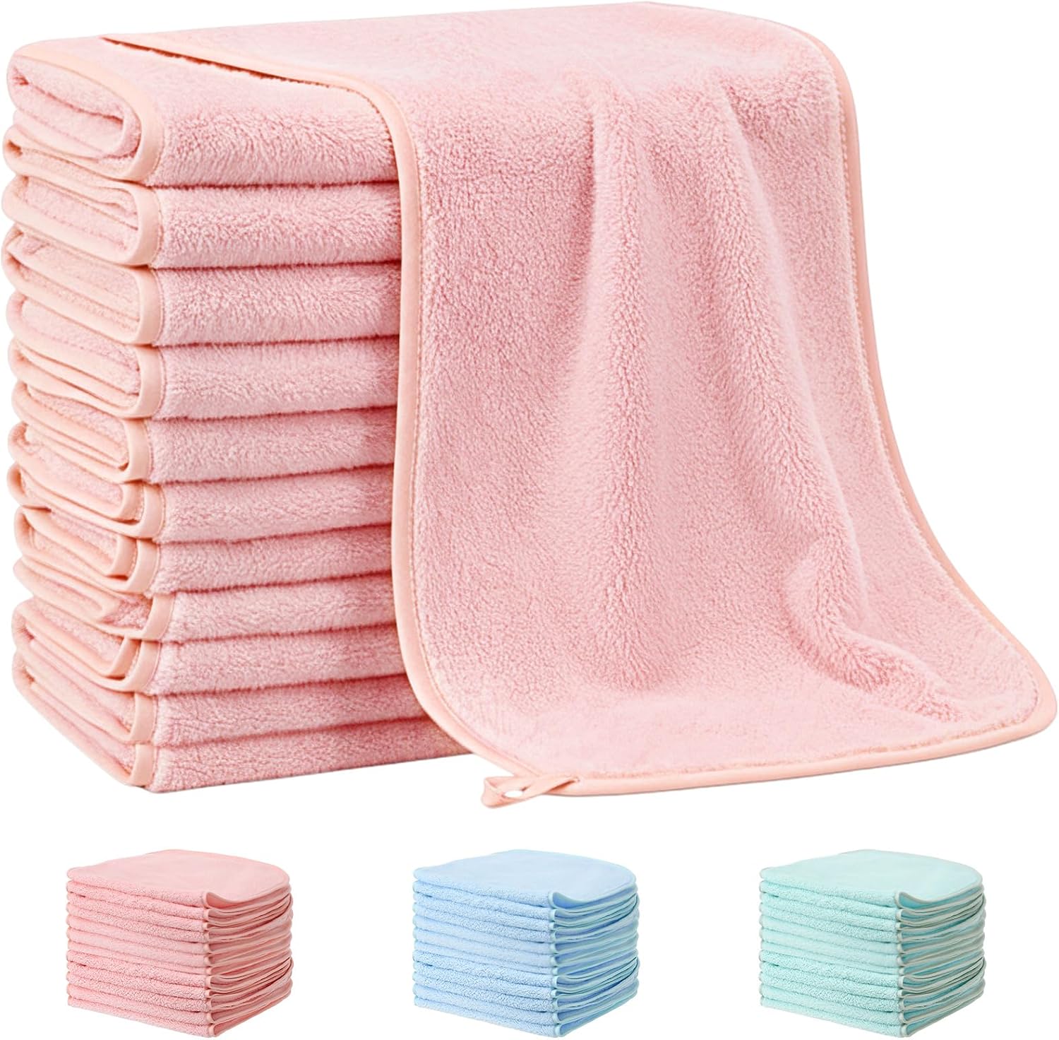 Hahafelt 6 Pack Pink Baby Burp Cloths for Boys and Girls Coral Fleece 20 x 10 Inch Super Soft Burp Cloths with Organza Bag for Newborn Sensitive Skin Essential
