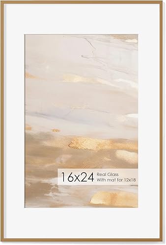 Miniatura 475 de Fun Memories Portarretratos de metal de 16 x 20 pulgadas con paspartú de 11 x 14 pulgadas, acabado de aluminio cepillado, parte delantera de vidrio