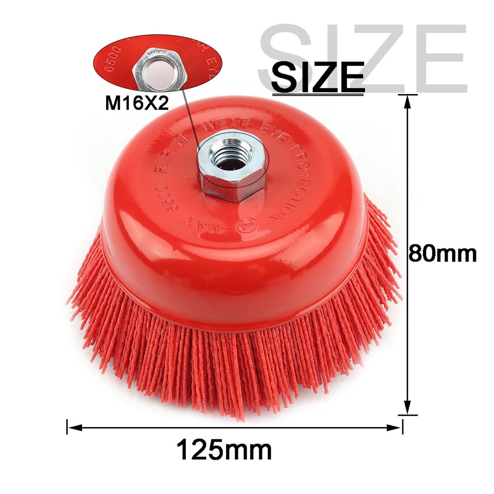 Spazzola in nylon da 5 pollici Ruota a tazza abrasiva 125 mm for strumento di pulizia for sbavatura lucidatura del vetro for la lavorazione legno in metallo(M16)