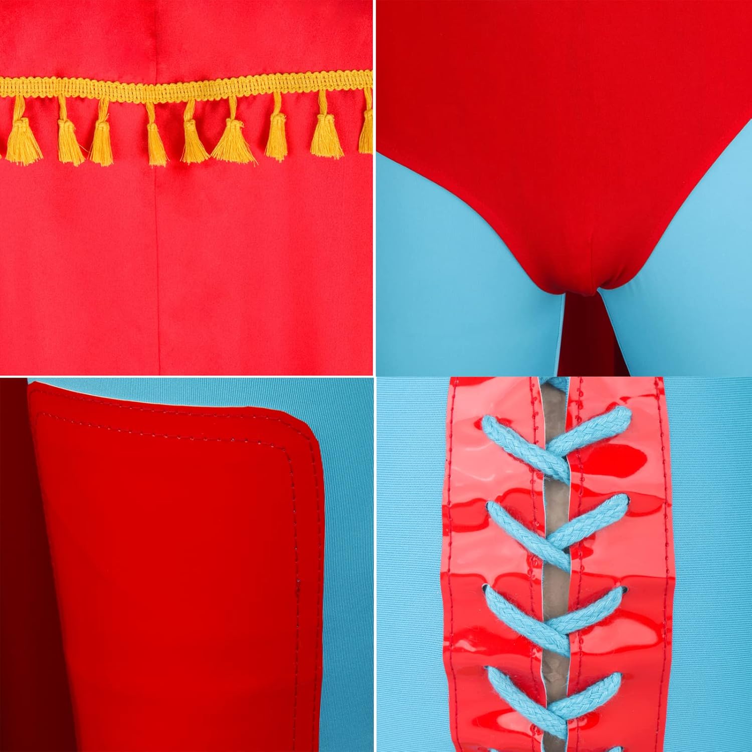 HLENOK Mexican Wrestler Costume Adult Men Cape with Mask Crazy Priest Red Long Cloak Halloween Party Cosplay Outfits - Image 5