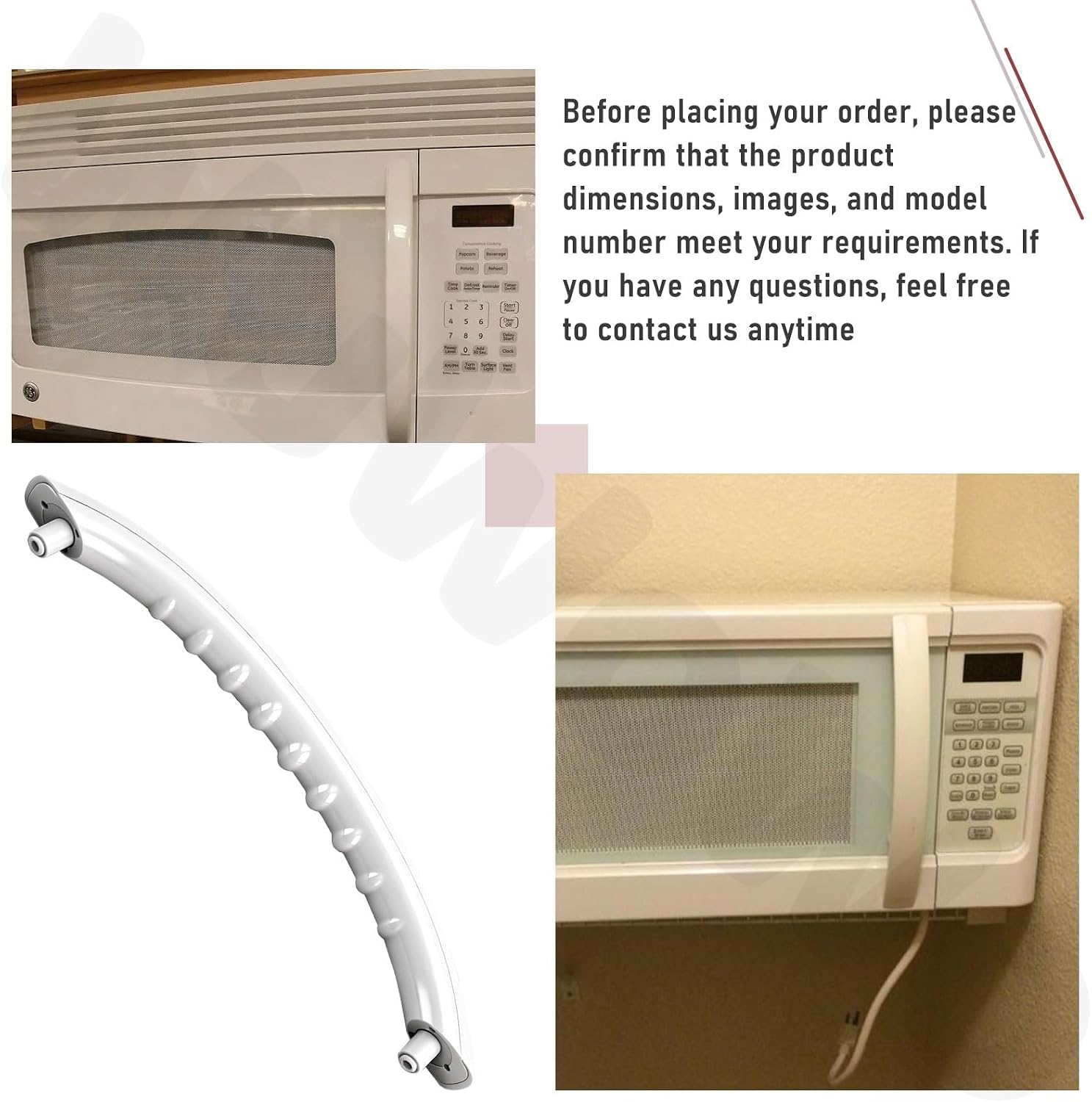 WB15X10224 Microwave Oven Door Handle for GE Microwave JVM17, LVM17, JNM1731, JVM1540, JNM1541, EVM1750DM, HVM1540, HVM1750 Series, Replace EA1480986 PS1480986 AP3993827 AH1480986