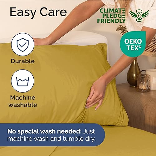 Vista 1353 de Juego de sábanas de 4 piezas tamaño king, extrasuaves, transpirables y refrescantes con esquinas profundas, sábanas de fácil ajuste y sin arrugas