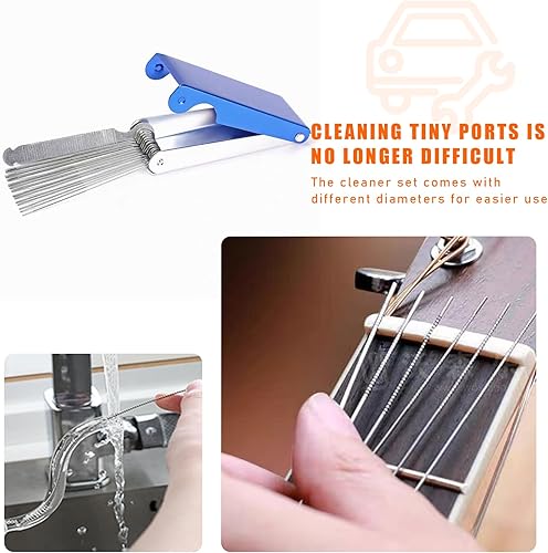 Miniatura 9 de Ziciner Carburador Carbon Dirt Jet Remover, juego de 13 cables de limpieza de acero inoxidable + 5 cepillos de nailon + 10 agujas de limpieza kit de