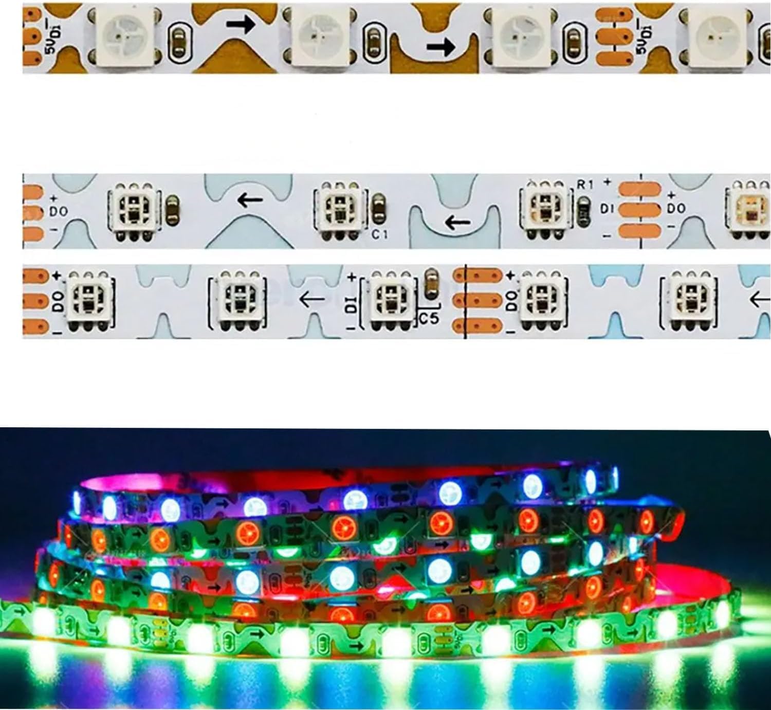 6 mm wąski z PCB S, elastyczny, swobodnie zginany, WS2812B 5050 SK6812 3535 SMD adresowalna taśma LED pikselowa, 60/84 LED/m, 5 V, 12 V DC (12 V 5 M S 60 LED SK6812)