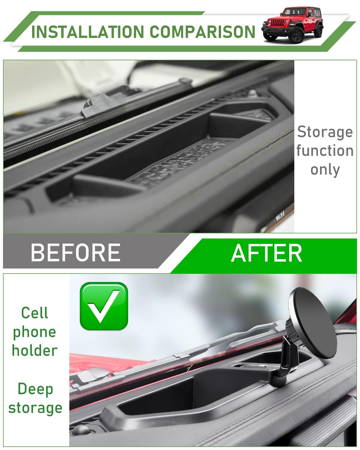 Supporto magnetico per telefono Jeep per Wrangler JL JLU e Gladiator JT 2018-2023 - Supporto per telefono da cruscotto con Magsafe per Jeep Wrangler e Gladiator 2/4 porte accessori (non per