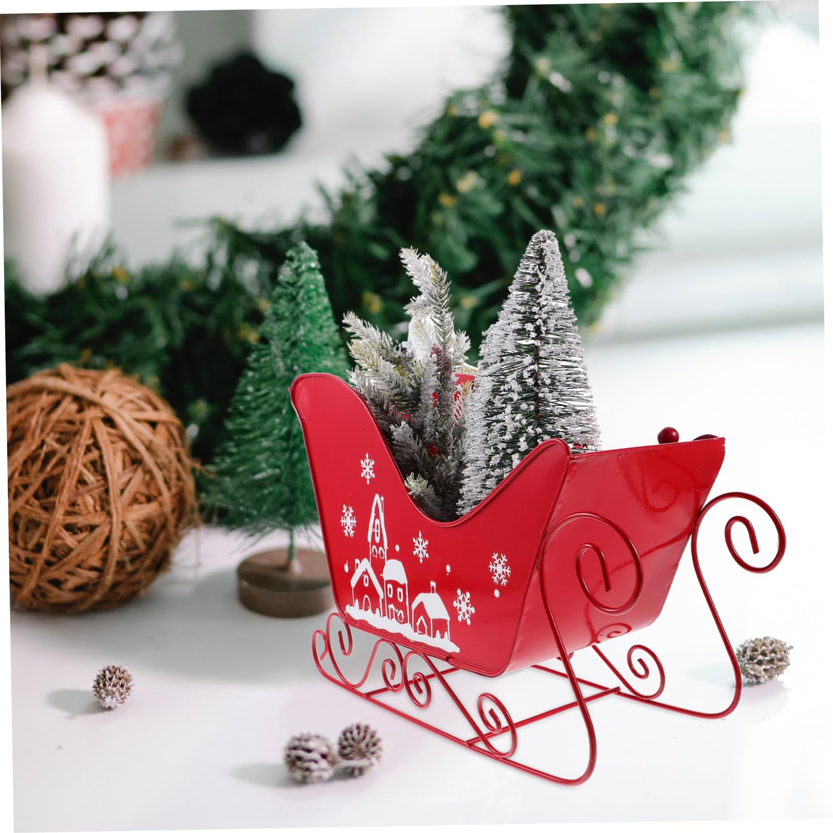 Cabilock Slitta Natalizia Resistente Decorazione da Tavolo per Feste di Natale Ornamento Tema Natalizio per Casa