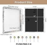 Vista 50 de Califortree 12x16 Large Shadow Box Frame with Soft Linen Back - Metal Push Pins Included, Memory Shadow Box Display Case for Bouquet Awards Medals