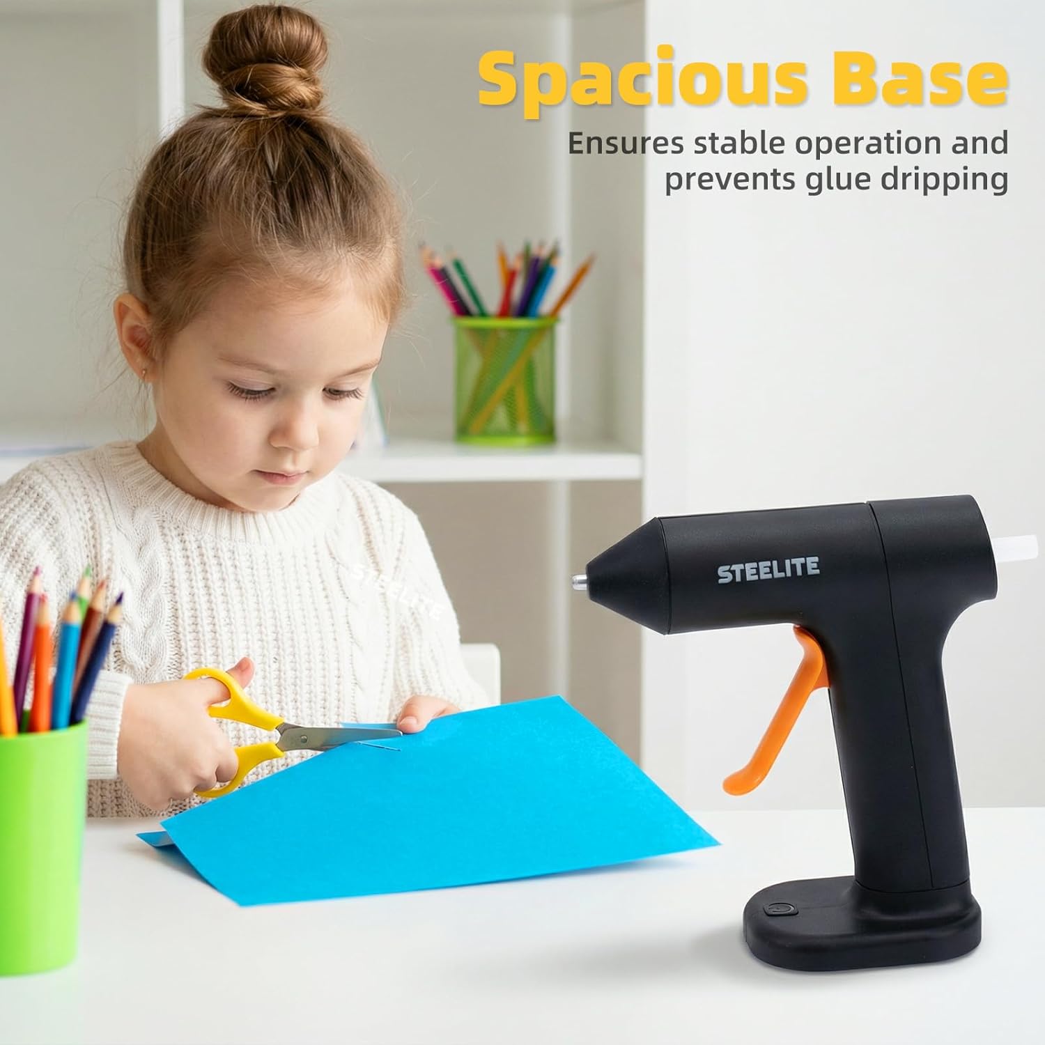 Cordless Hot Glue Gun with 10pcs Glue Sticks, 30s Fast Heating, 2000mAh Rechargeable Lithium Battery, Smooth & Even Glue Flow, Auto Sleep & Power-Off, Type-C USB for DIY Crafts, Home Repairs, EVA Pink