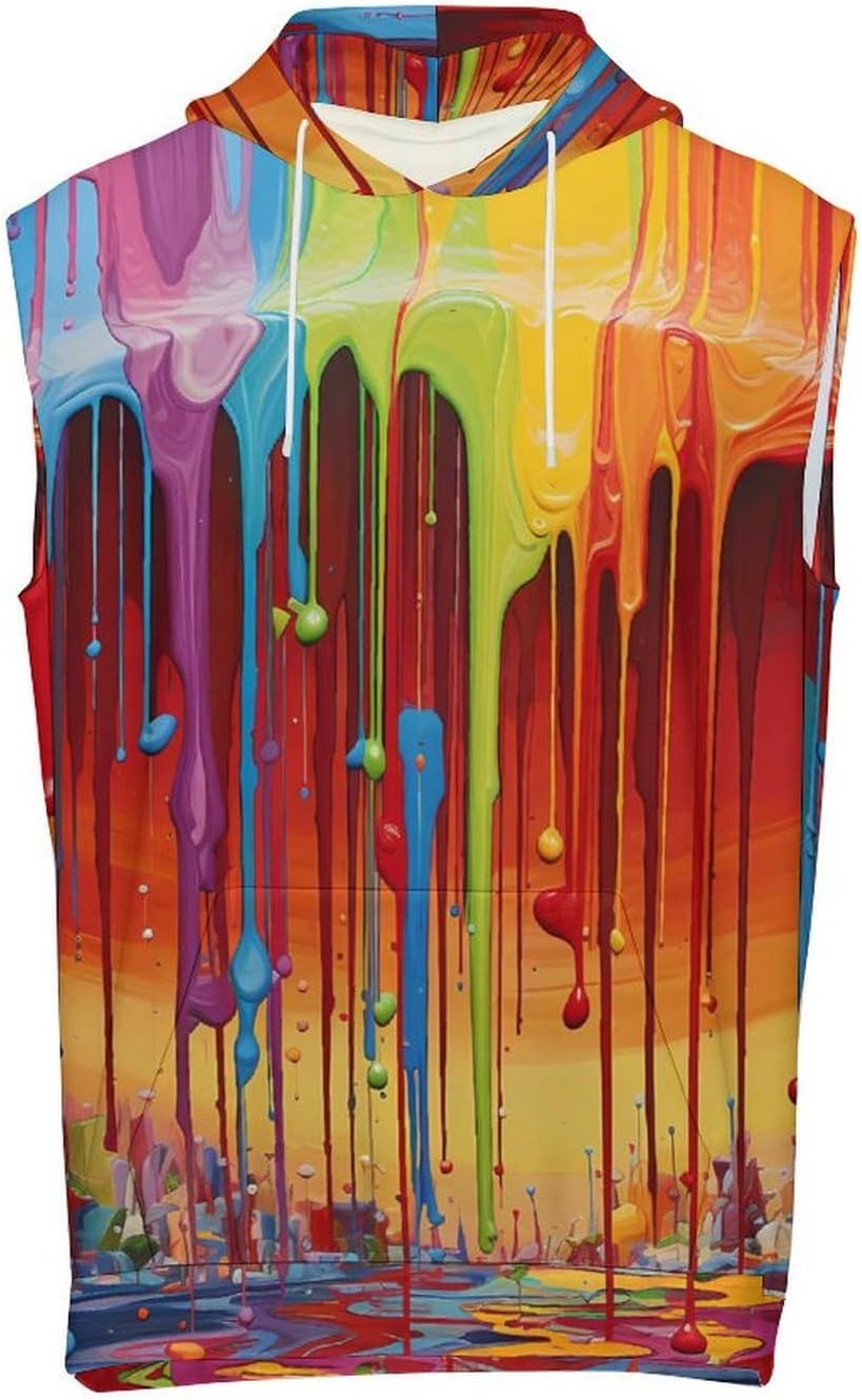 Men's Workout Hooded Tank Tops Sleeveless Muscle Gym T-Shirts