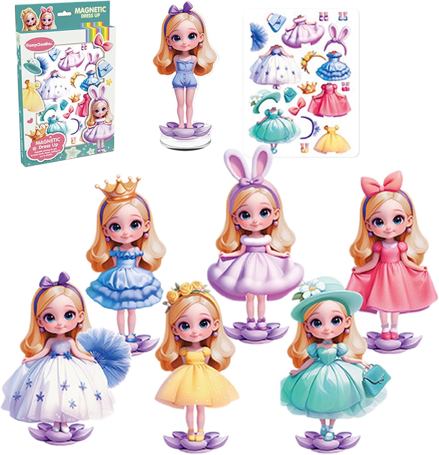 Magnetic Dress Up Doll Magnetic Dress Up Paper Dolls Magnet Magnetic Dress Up Dolls for Girls Travel Road Trip Toy Toddler Activities Kids Age 3-7-8-12 Learning Created Imagine Birthday Gift