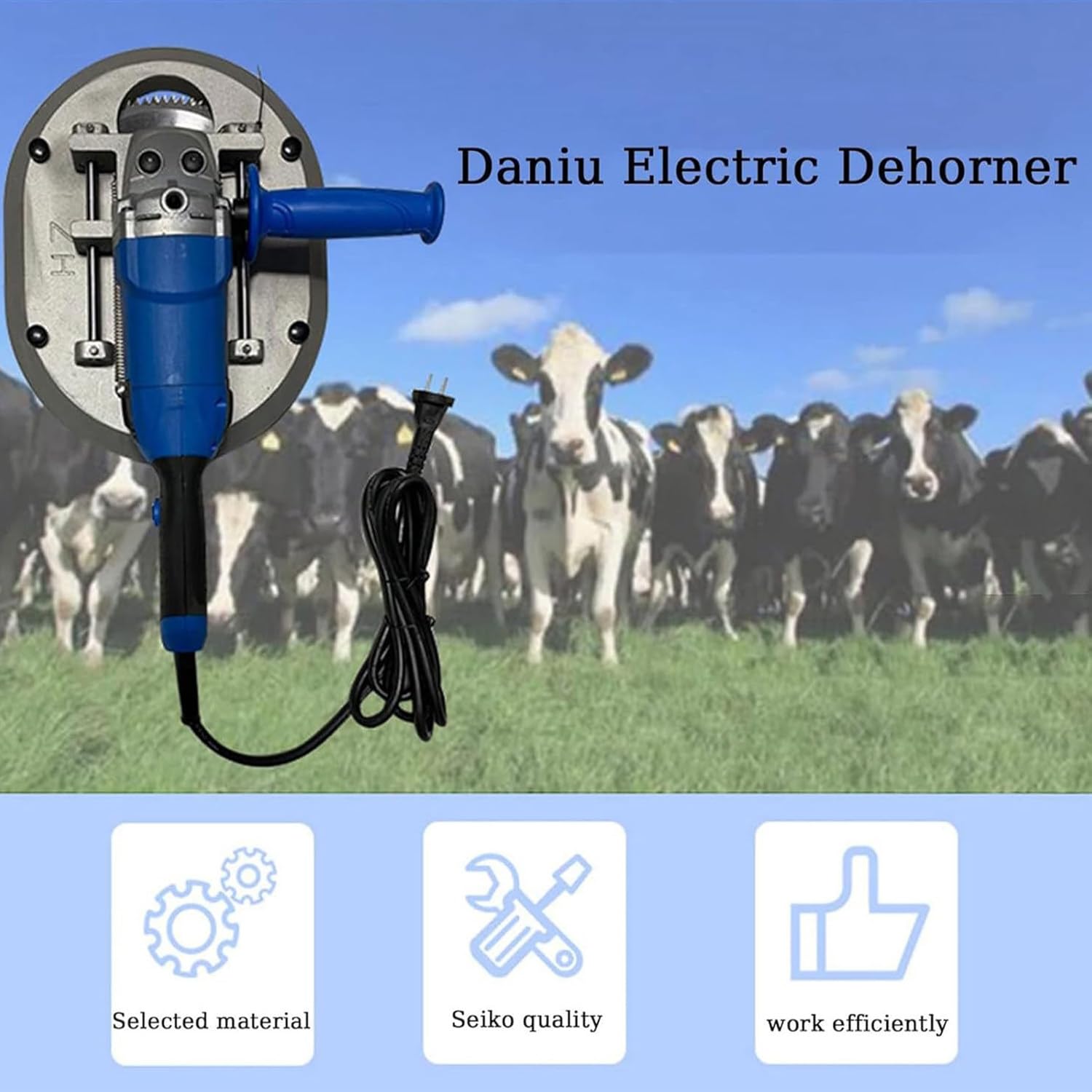 Qiang Dehorner Elettrico 1900W per Bovini Ovini Capre Vitelli, 8800 Giri/min Decornazione Rapida Indolore Senza Sangue, Attrezzo Professionale per Allevamento Bestiame Fattoria Yellow