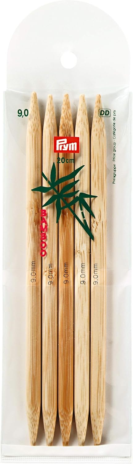 Prym 20 cm x 9 mm Double Pointed Glove Knitting Pins, Bamboo