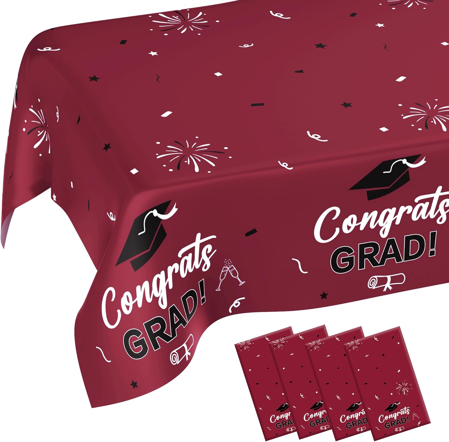 Graduation Decorations 2025, 4 Pack Blue and White Tablecloth 2025 Graduation Party Decorations,Table Cloths Class of 2025 Table Cover for College High School Party Favors Supplies Banner 54"x108"