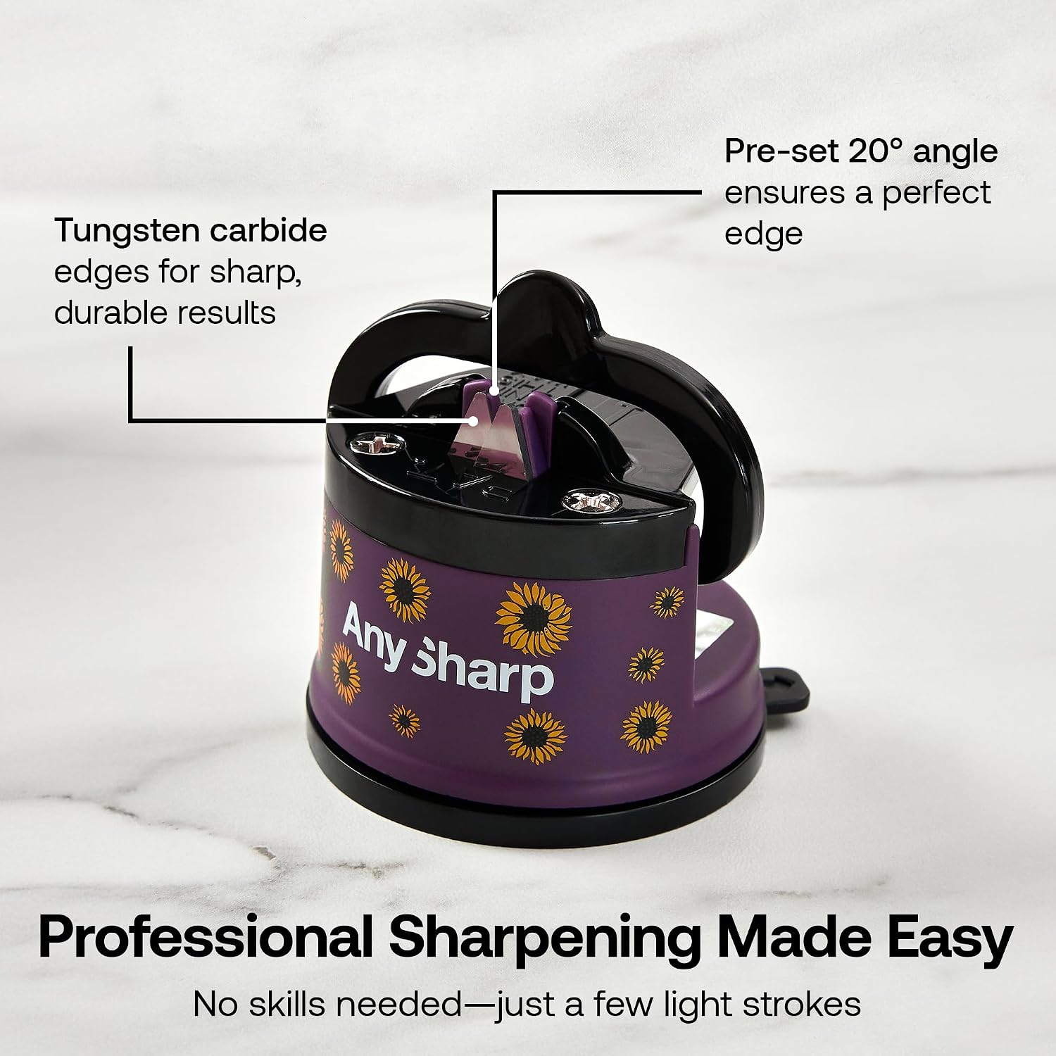 AnySharp – Editions – Easy to Use, Hands Free Knife Sharpener - Sunflower image 3