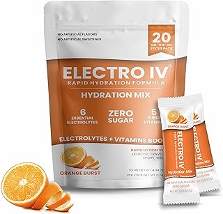 Rapid Hydration Mix – Sugar Free Electrolyte Powder Drink – Orange Burst - 20 Stick Packs – Hydration Packets with Essential Electrolytes & Vitamins – Keto Friendly, Vegan, Non-GMO