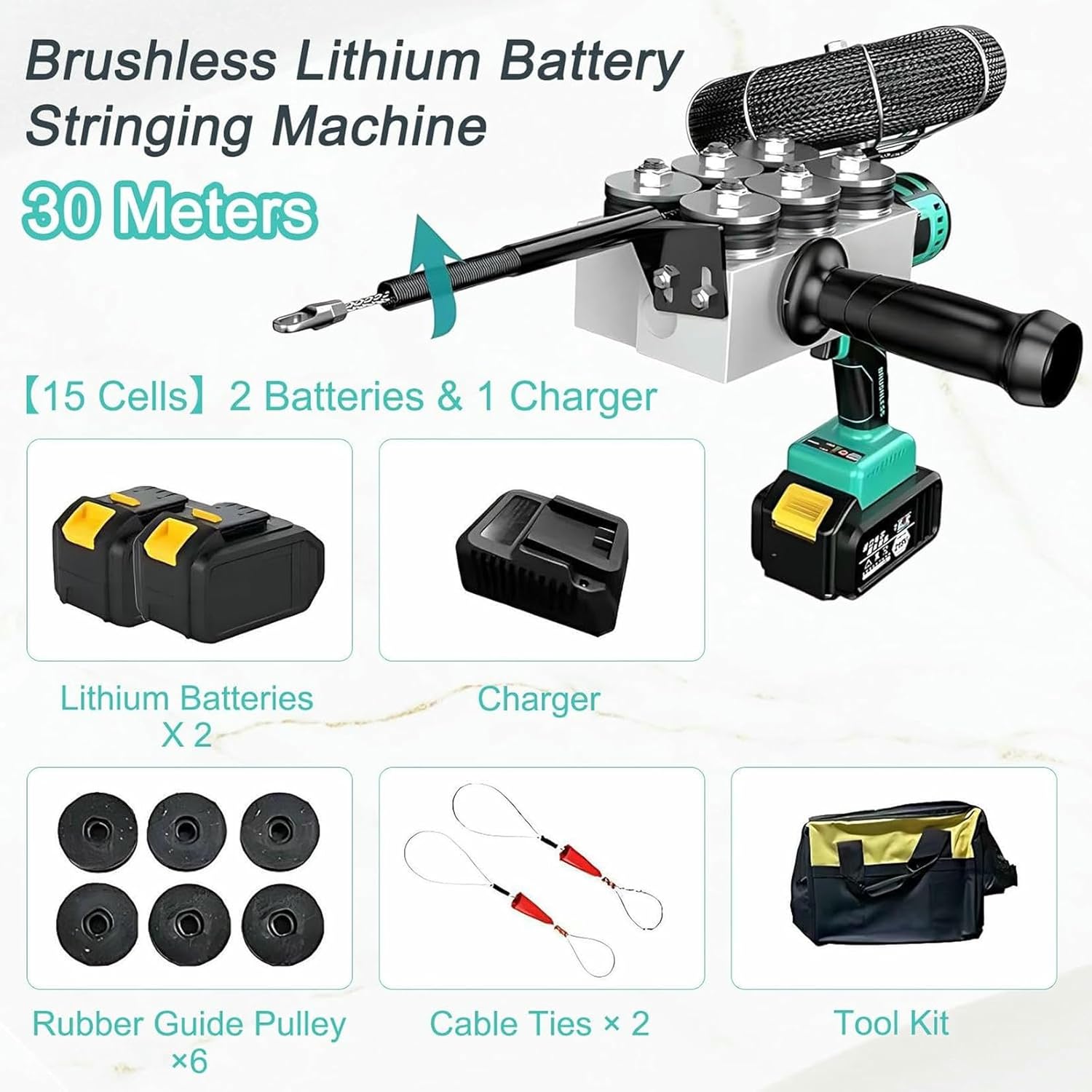 Automatic Fish Tape Tools, Wire Threading Machine, Electric Cable Lead Pipe Wearer, for Behind Walls Electrical Pulling in Home and Office Gardens