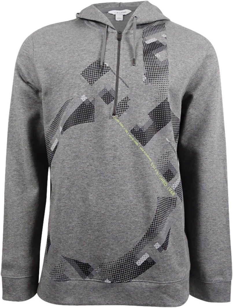 Calvin Klein Men's Quarter Zip Ponte Ck Logo Hoodie