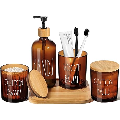 Amber Glass Toothbrush Holder: A Small Part of An Elegant Bathroom Set