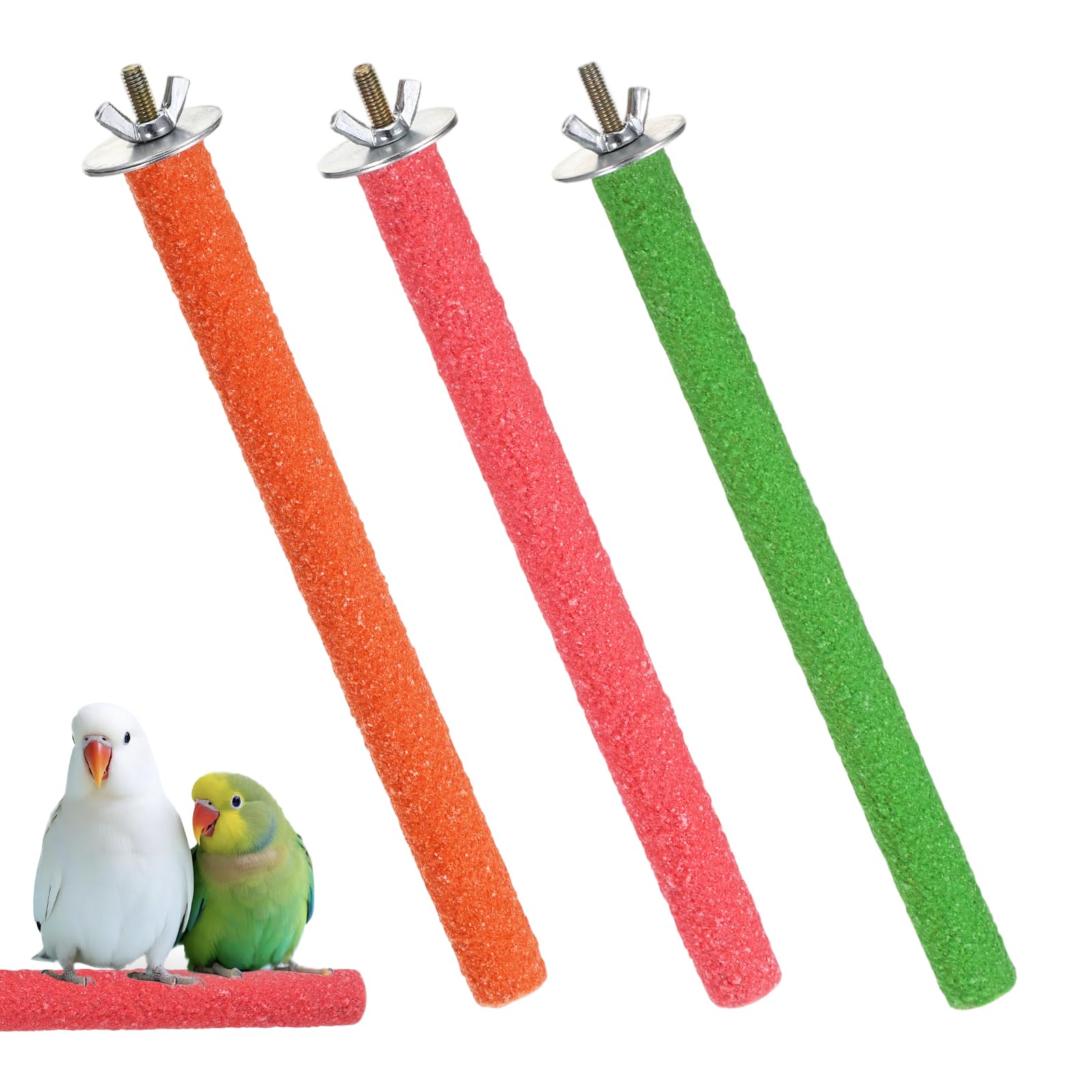 Bird Perches for Cage, 3 Pcs Multi-Color Fun Wood Parrot Perch for Cage Stand Parakeet Perches Parakeet Toys Sanded Surface Parrot Climbing Sticks for Budgies Cockatiels Parakeets Canaries