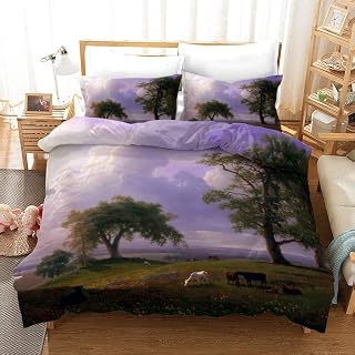 THJT 3D oil painting bedding including quilt cover and pillowcase polyester bedroom set invisible zipper (Color : F, Size : 200 * 200cm)