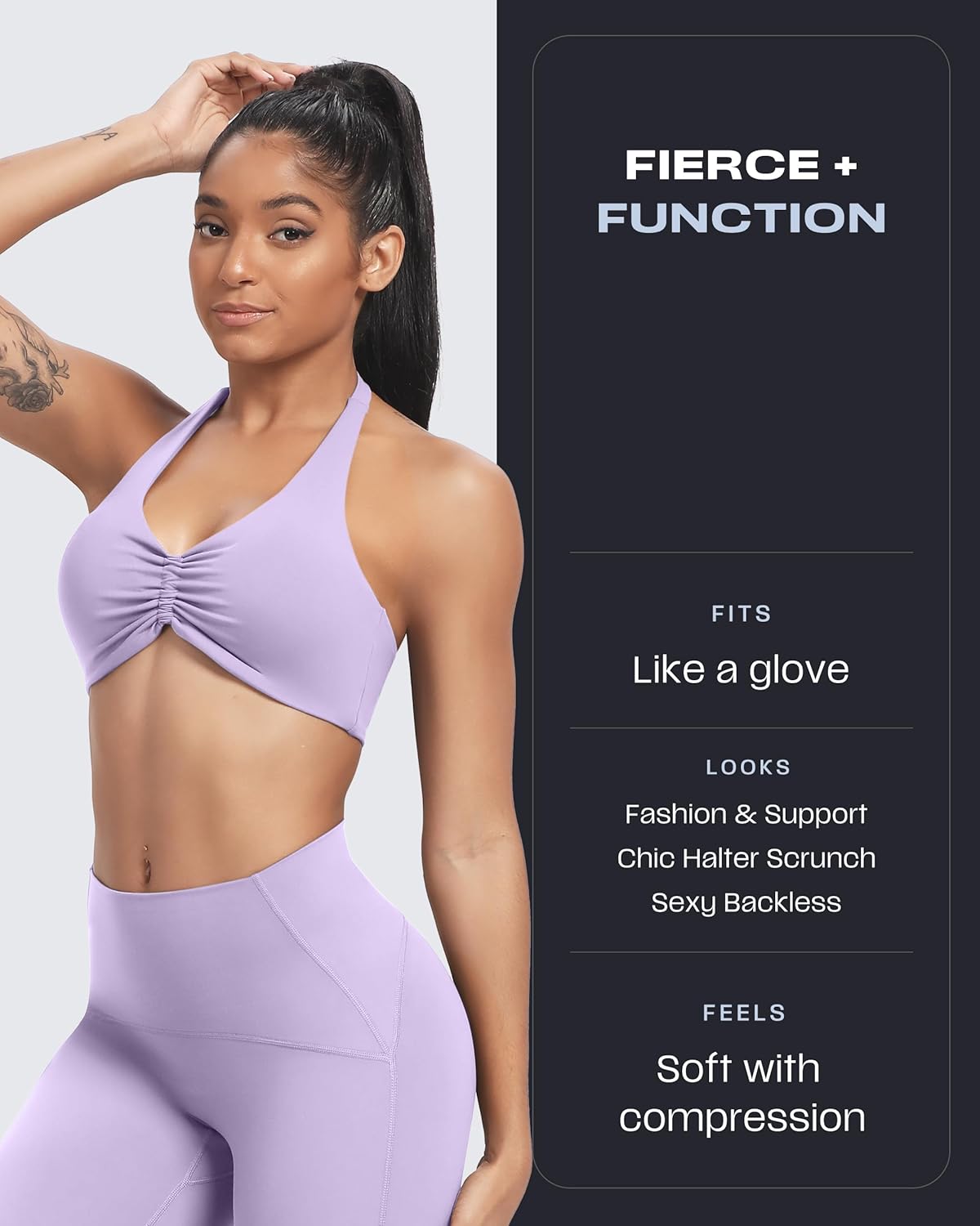 Aoxjox Women's Workout Sports Bras Fitness Taylor Scrunch Halter Bra Yoga Crop Tank - Image 2