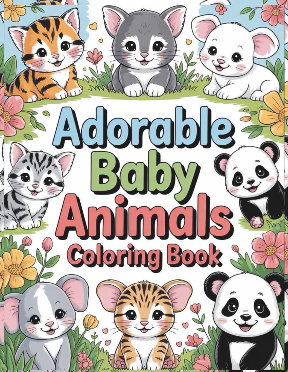 Adorable Baby Animals Coloring Book: A Stress-Relief Coloring Activity for Adults and Teens