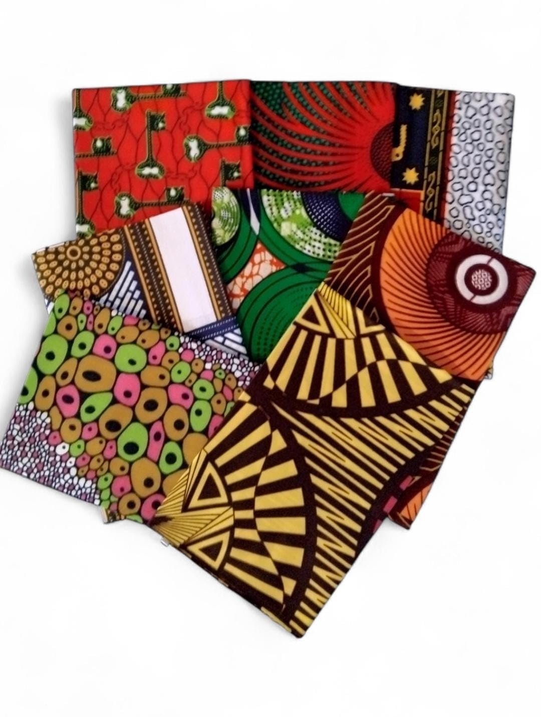 Tissu Wax Africain Imprimé - 8 Coupons Multicolores pour Couture DIY