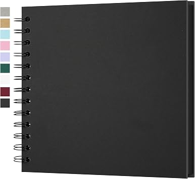 Yopih 7x7 Inch DIY Scrapbook Photo Album, Hardcover Kraft Paper Acid-Free, 20 Sheets 40 Pages, Lay Flat & Cover Customizable Memory Book for Weddings Anniversaries Guest Book Baby Family Travel