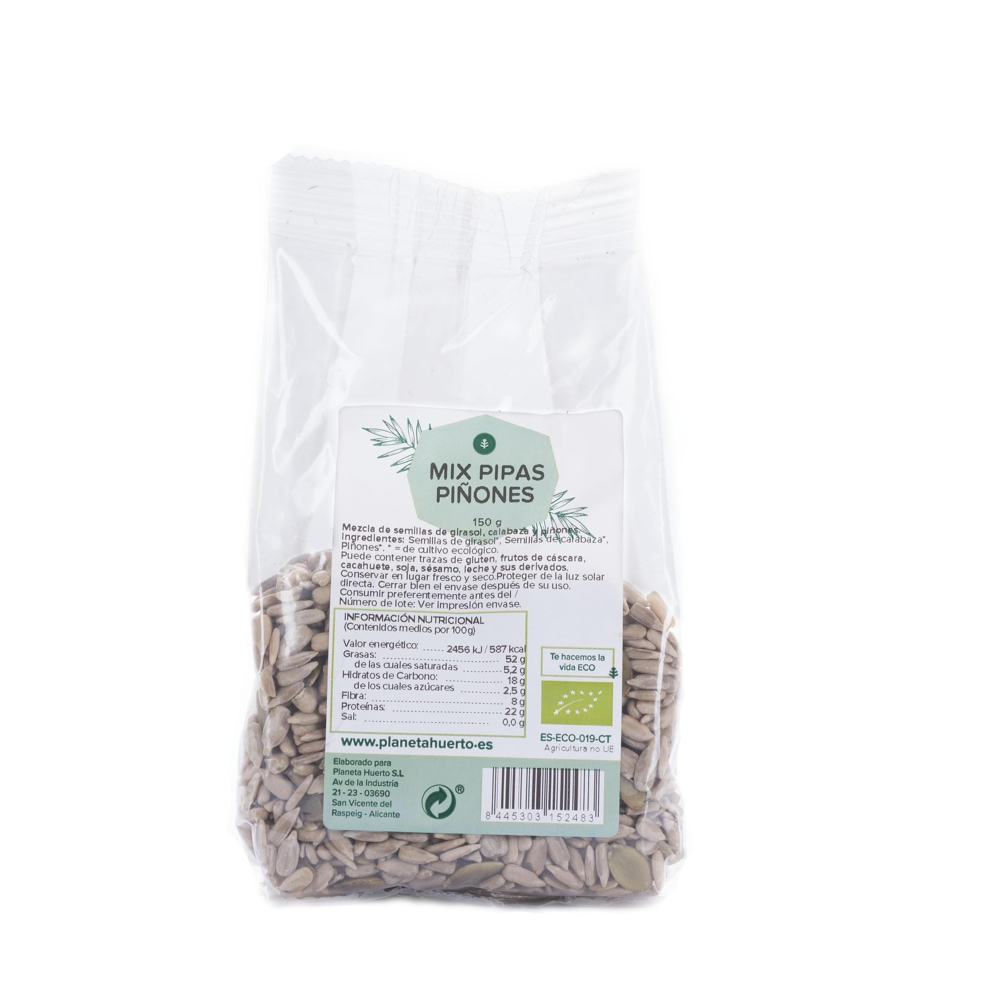 PLANETA HUERTO | Mix de Pipas y Piñones Ecológicos – Mezcla Nutritiva para Picoteo Saludable, Bolsa de 150 g