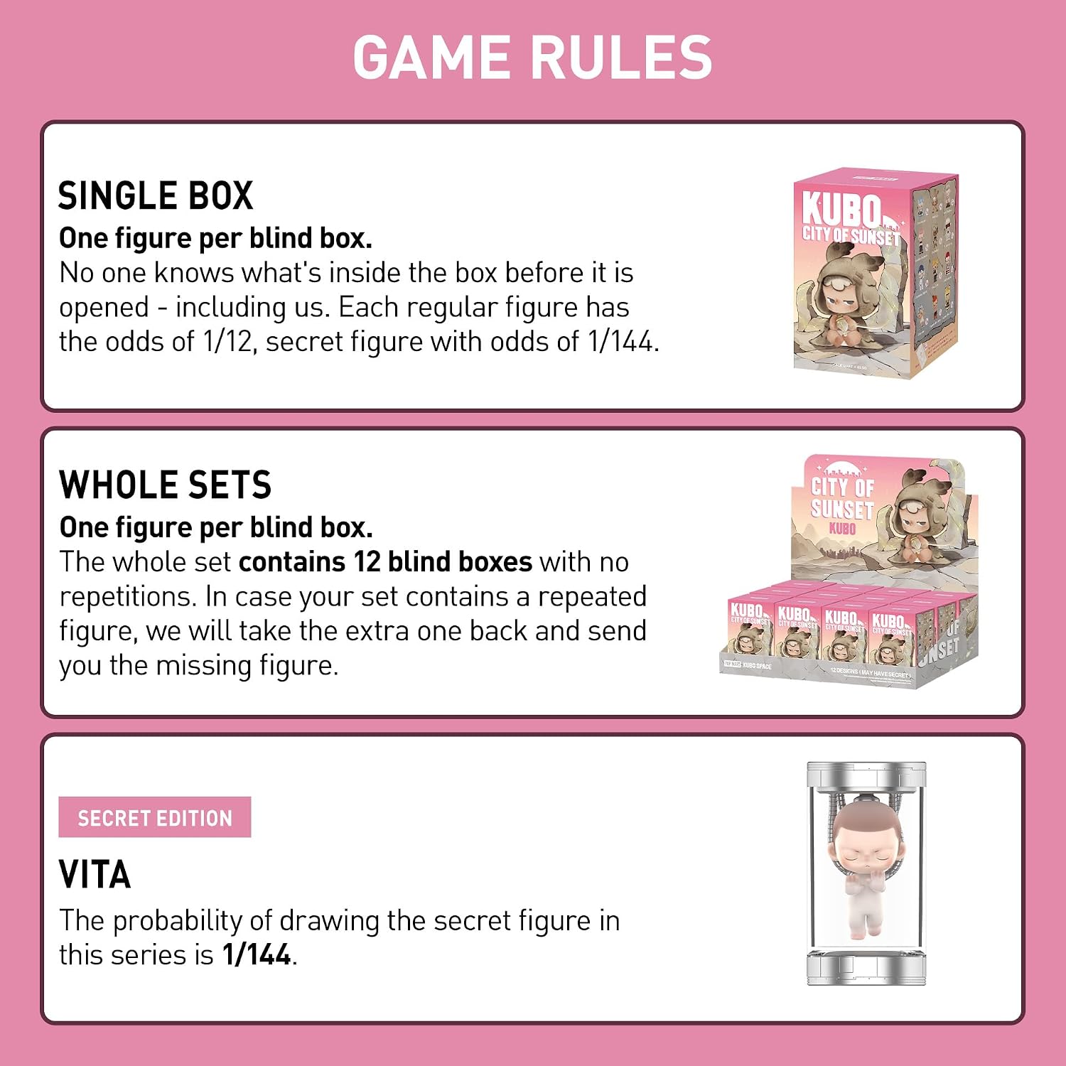 POP MART Kubo City of Sunset Series Blind Box Figures, Random Design Action Figures Collectible Toys Home Decorations, Holiday Birthday Gifts for Girls and Boys, Whole Set
