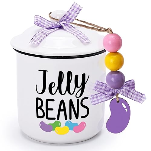 Nefelibata Easter Tiered Tray Decor Jelly Beans Mini Ceramic Canister