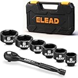 7-Piece Oil Filter Socket Wrench Set, 3/8'' Drive Oil Filter Cap Removal Tool, Oil-change Kit with 3/8'' Drive Ratchet Wrench Handle, Low Profile Filters Socket Set Compatible with Toyota BMW Honda
