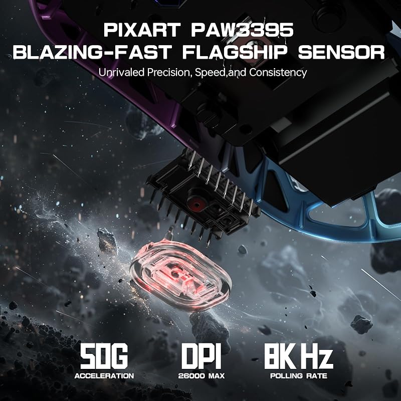 ATTACK SHARK R3PRO 46g Ultrakönnyű Gaming Egér 8000Hz Vezeték Nélküli, 26000 DPI