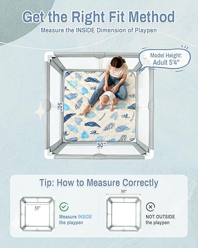 Miniatura 2 de Tapete de juego para bebés de 50 x 50 pulgadas, tapete antideslizante para piso, tapete de juego suave y grueso, portátil, tapete para gatear para