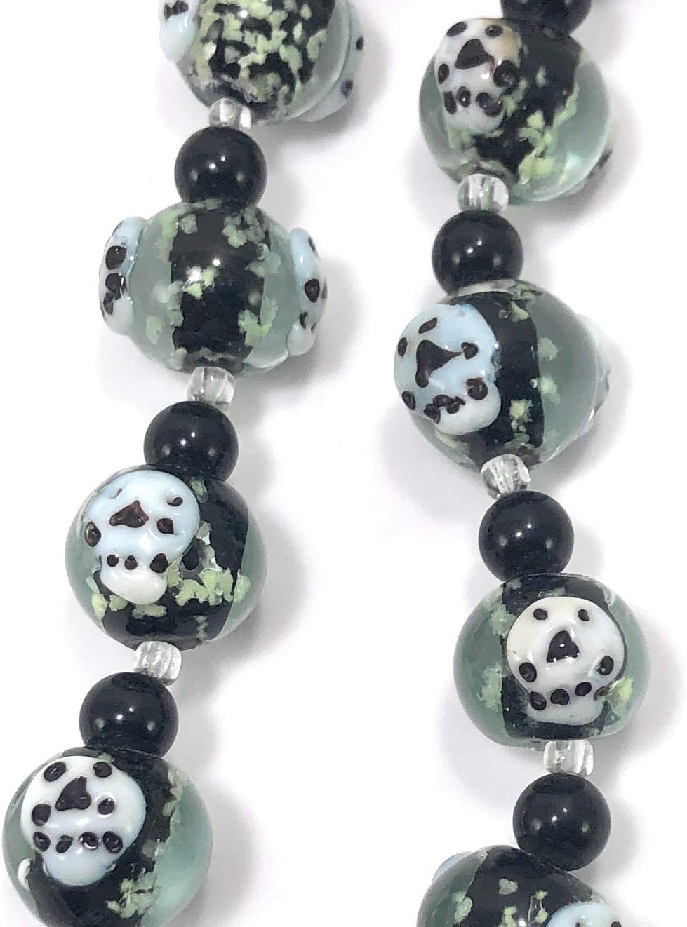 Halloween Skull Glow in Dark Round Lampwork Glass Beads(Pack of 12 Beads)