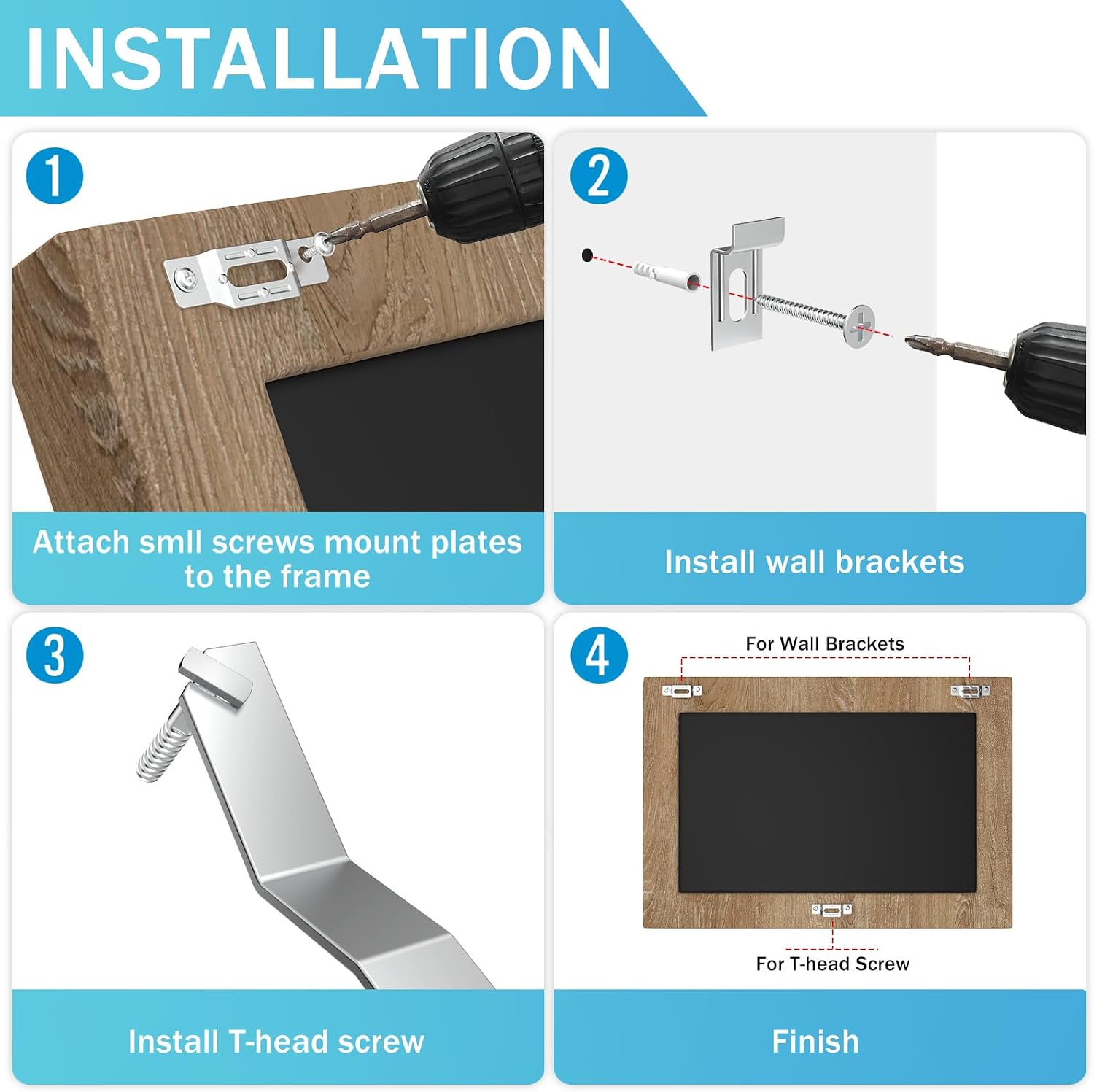 Security Hanging Kits with T-Head Screws-25 Packs -Security Picture Hangers for Cleats Kits,Complete T-Lock Security Hanger Set for Wood & Metal Frames,Anti-Theft Security Lock Picture Hangers