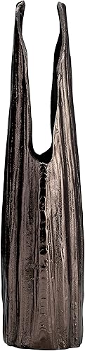 Miniatura 7 de Sagebrook Home Jarrón de metal Glam, acento decorativo de aluminio con diseño texturizado acanalado, decoración moderna para el hogar, oficina,