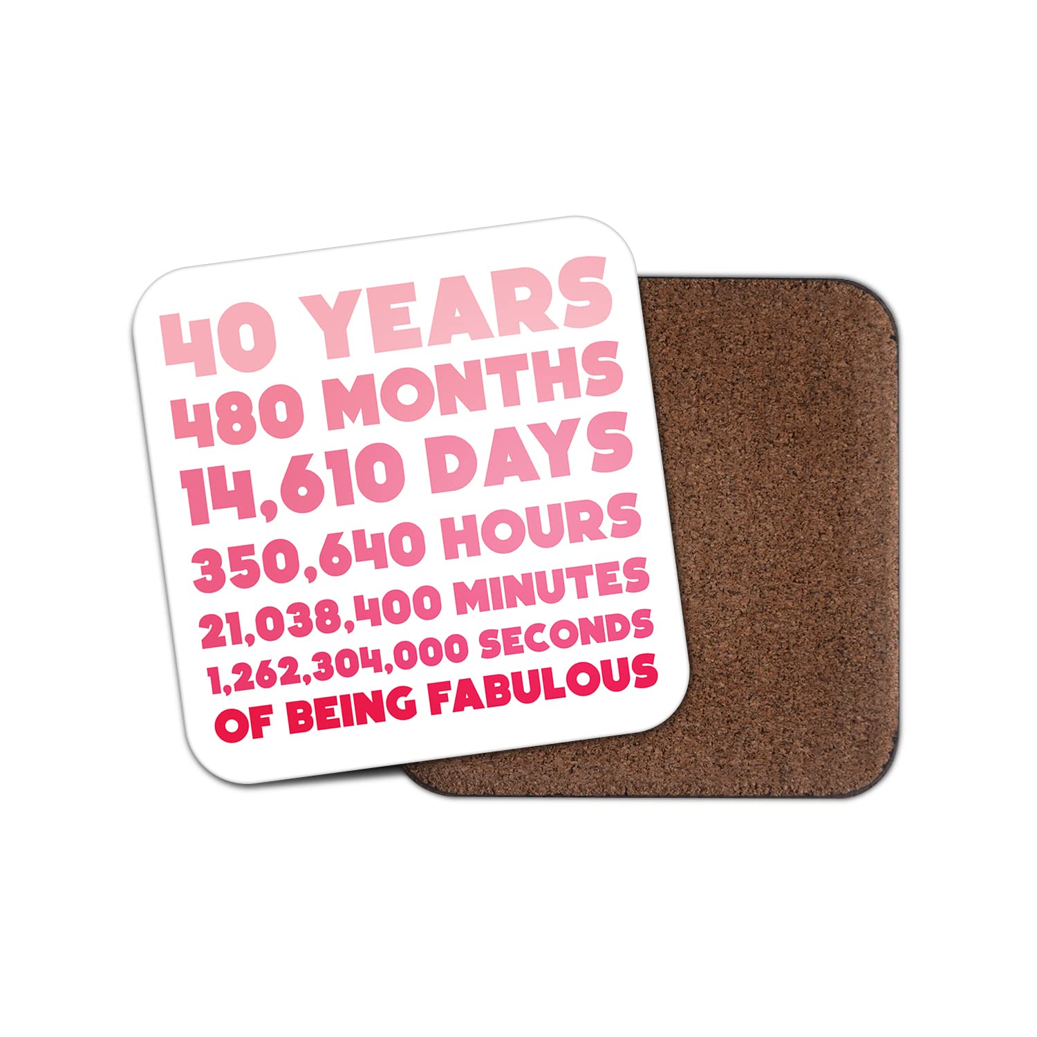 Dv Design Girls Multicolor Square Single Coaster - 40 Years 40Th Happy Birthday Friend Mum Pink Gift #77823