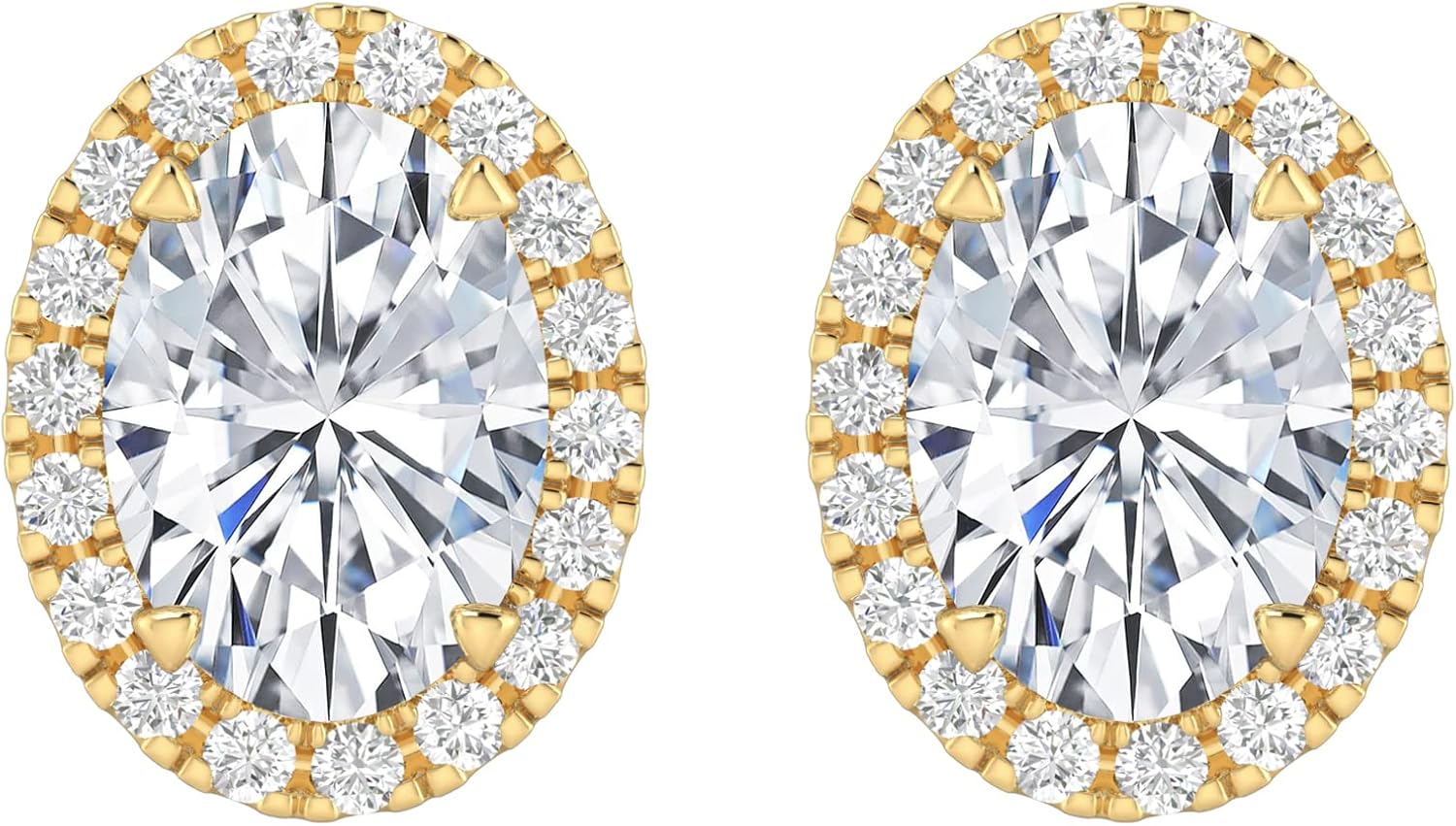 Houston Diamond District 1 to 6 Carat IGI CERTIFIED LAB GROWN Round Halo Diamond Earrings for Women Push Back IDEAL CUT (D-E Color VS1-VS2 Clarity)