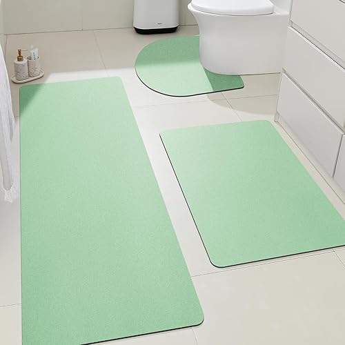Miniatura 84 de ACCUMTEK Alfombrilla de Baño Ultrafina, Alfombrillas Antideslizantes de Espesor Reforzado para Debajo de la Puerta, Alfombras de Baño 2-gris