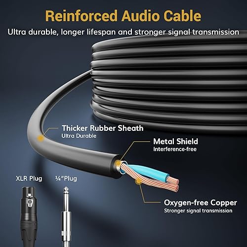 Miniatura 6 de TONOR Micrófono vocal profesional para cantar, micrófono de karaoke dinámico de mano con cable, microfono de estudio cardioide con cable XLR de 14.8