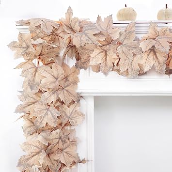 6FT Fall Maples Leaves Garland Fall Decorations for Home Thanksgiving Decor