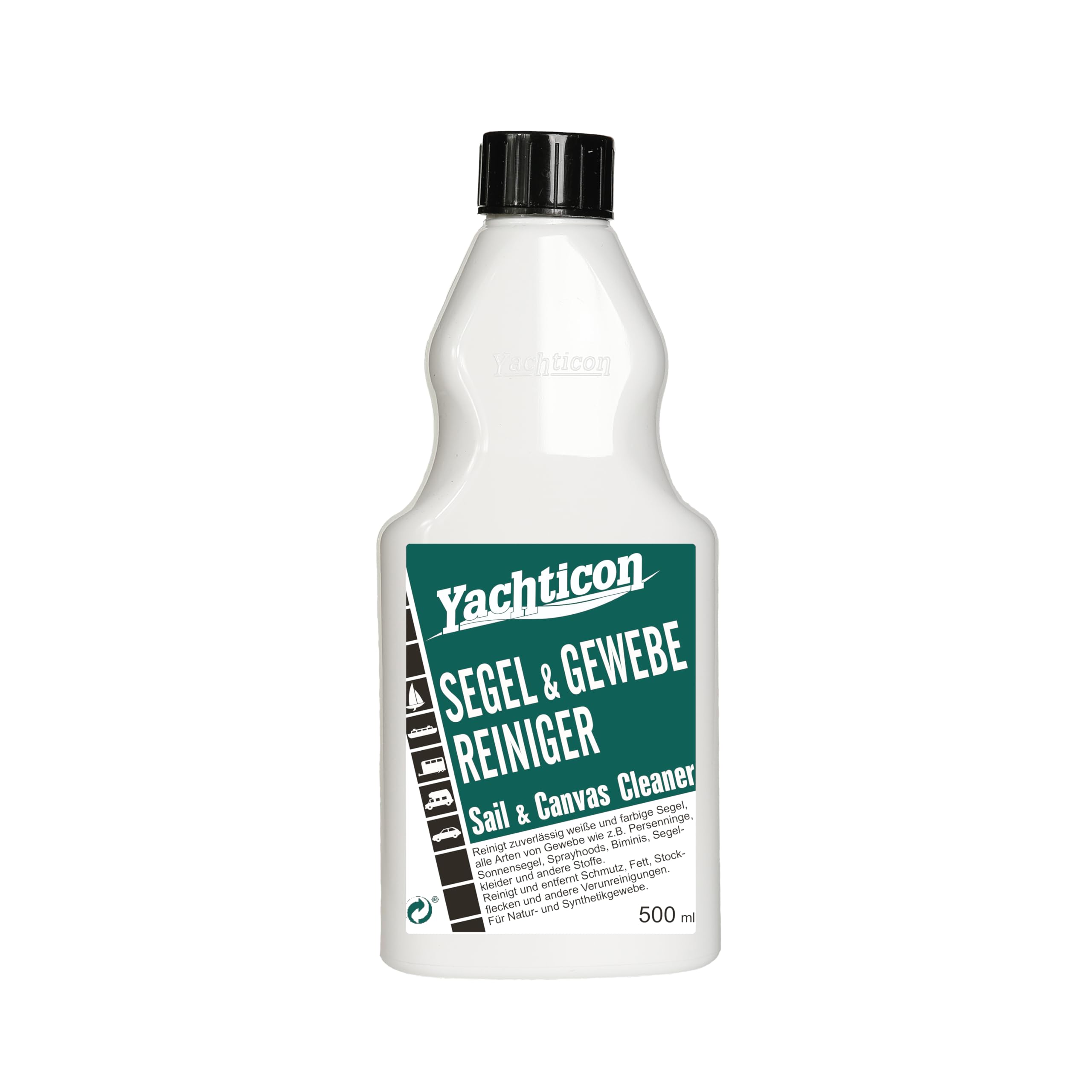 Yachticon Segel und Gewebe Reiniger 500ml, Reinigungsmittel für Persenning, Markisen, Sonnensegel, Zelte, Bootstuch, Fleckenentferner gegen Schmutz, 
