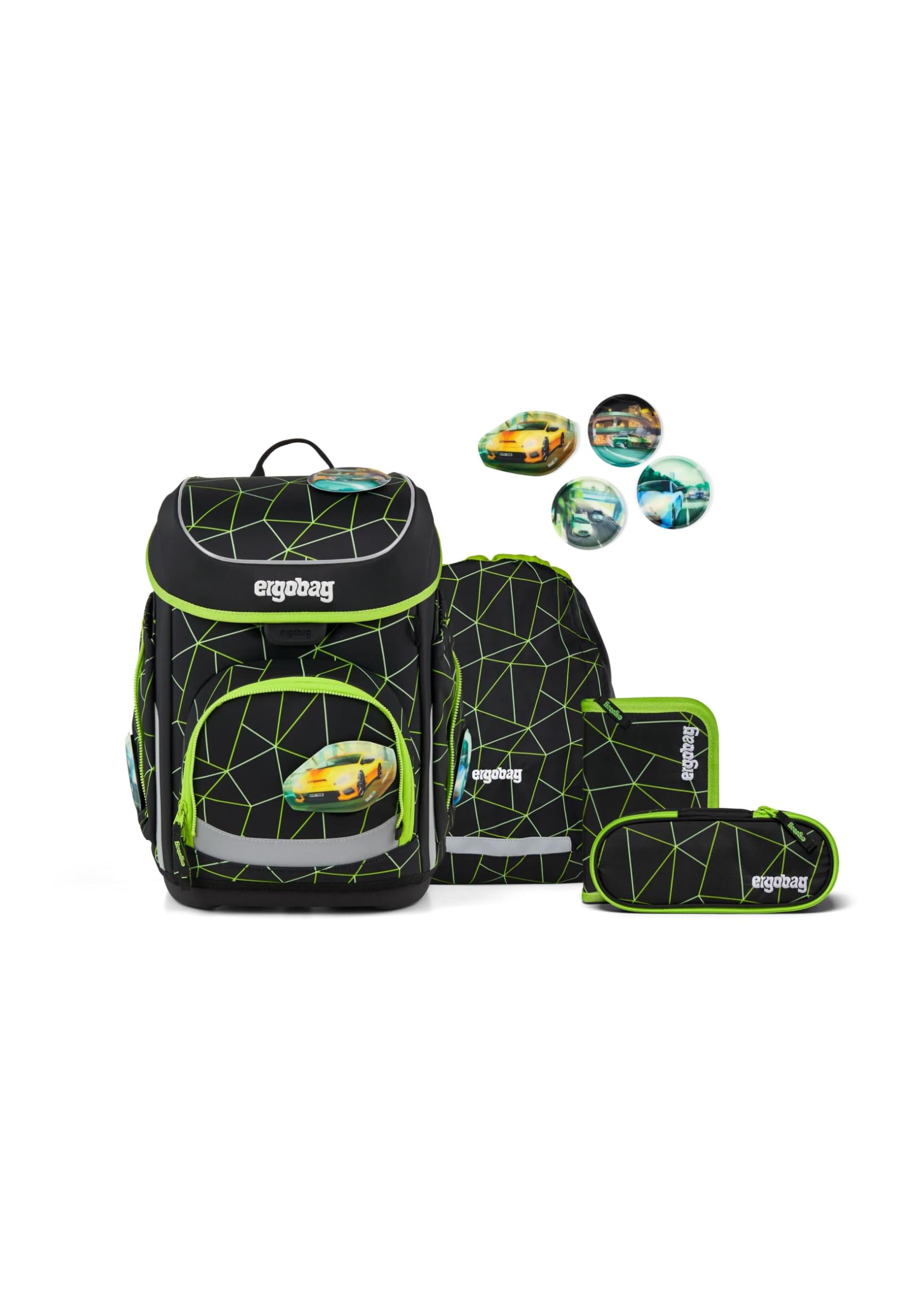 ergobag Schulranzen Cubo – inkl. Etui, Schlamperrolle, Sportbeutel und Kletties