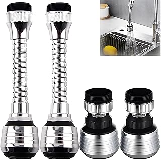 4Pcs Kitchen Tap Spray Head, Flexible 360° Swivel for Kitchen Tap Kitchen Tap Extension Sink Kitchen Accessories Basin Faucet Accessories Faucet Universal 2 Modes/2 Long+2 Short