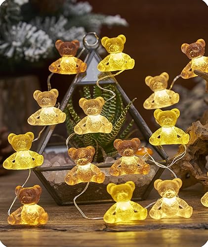 Miniatura 8 de Guirnalda de luces decorativas de oso de peluche, luces decorativas con temática de hadas para decoración de fiestas, control remoto de 8.5 pies, 20