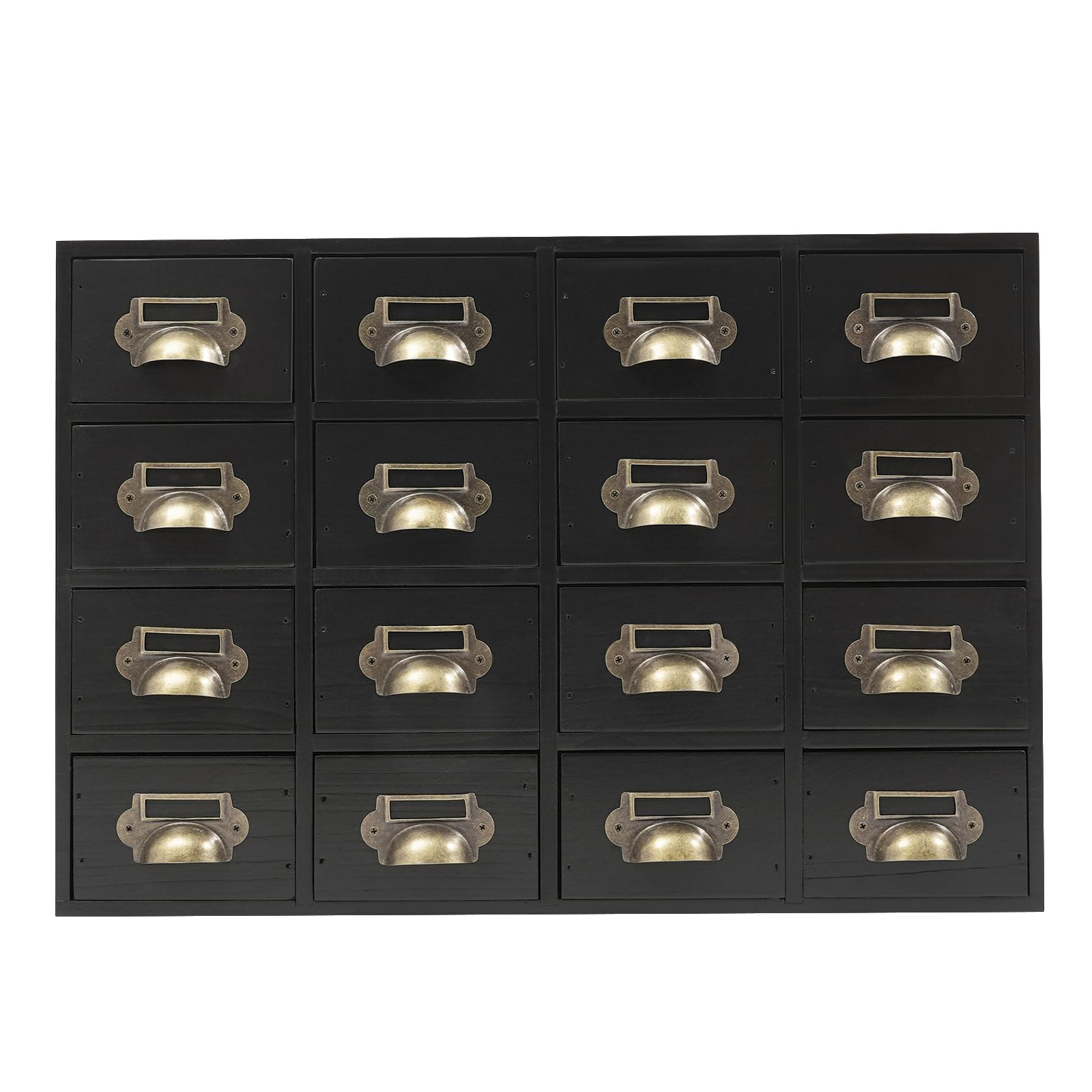 Armoire à tiroirs avec 16 tiroirs - Boîte de rangement pour bureau - Pour cosmétiques, bijoux, papeterie - 50 x 10 x 35 cm (noir)