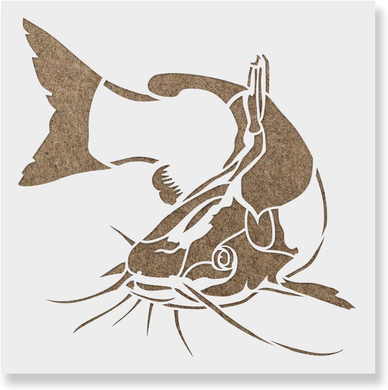 Catfish Stencil - Nautical Wall Stencil, Nautical Door Decor, Nautical Kitchen Decor, Nautical Table Decor, Nautical Stencils