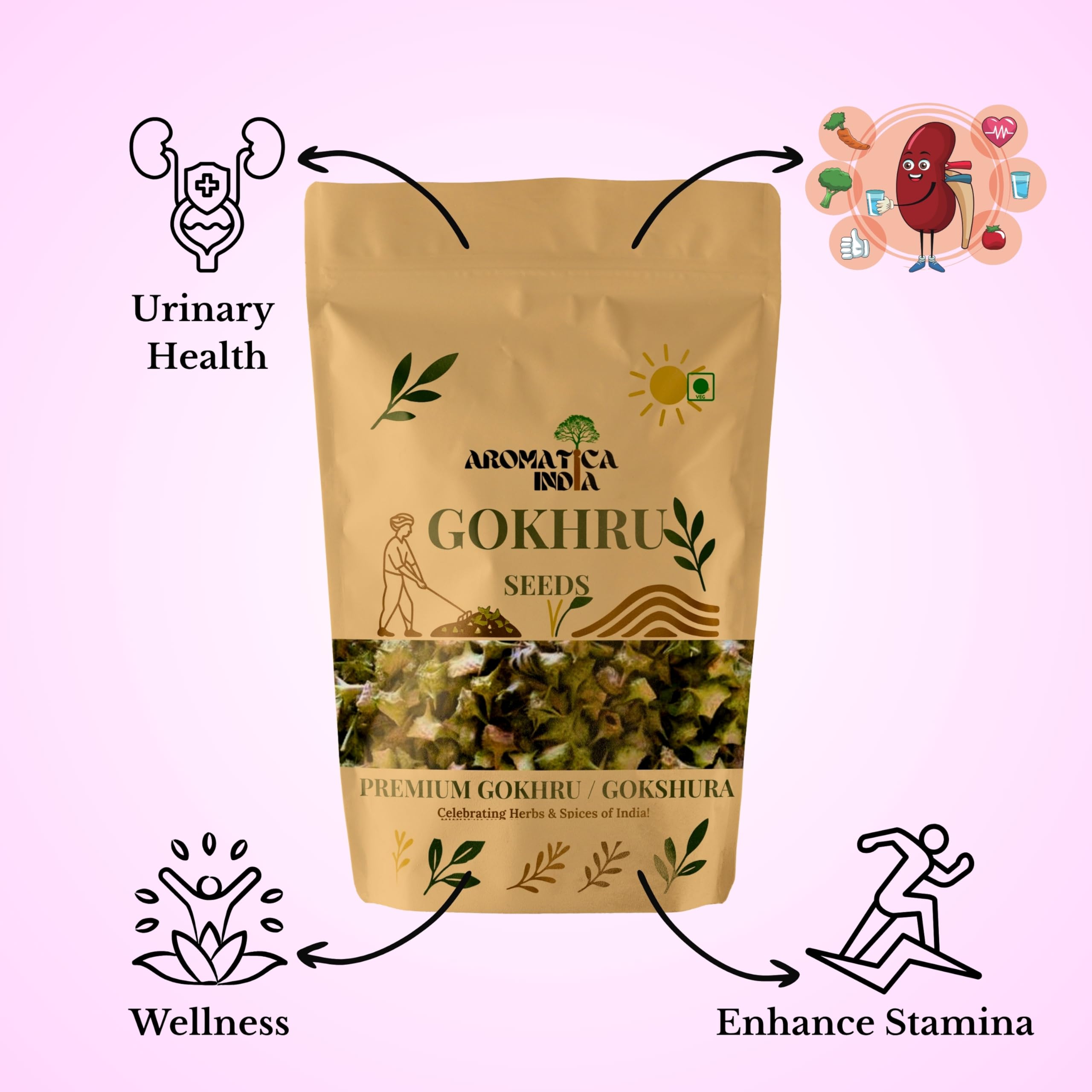 Organic Gokhru Seeds Gokshura Tribulus Terrestris Raw Whole Fruit Herb 1Kg — Amazon image 3
